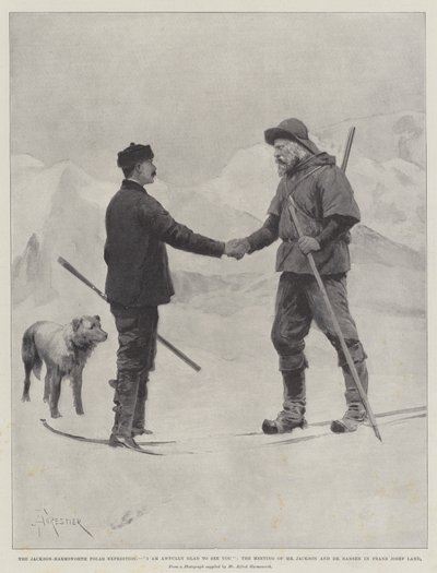 The Jackson-Harmsworth Polar Expedition, I am Awfully Glad to See You, the Meeting of Mr Jackson and Dr Nansen in Franz Josef Land by Amedee Forestier